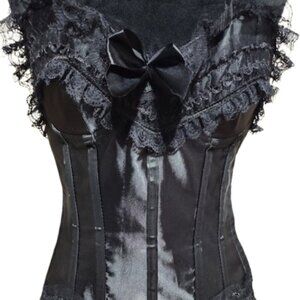 Velvet Kitten by Lingerie Diva Black Lace Back Side Snaps Corset Size Large